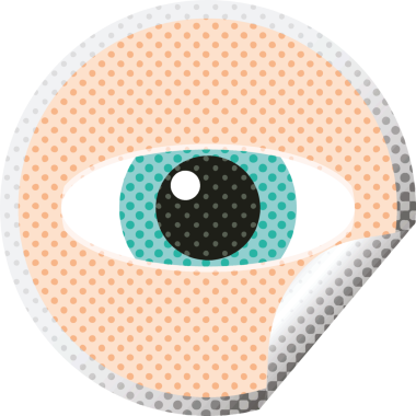 bir insan tarafından çizilmiş göz çizimi vektör çizimi dairesel etiketi