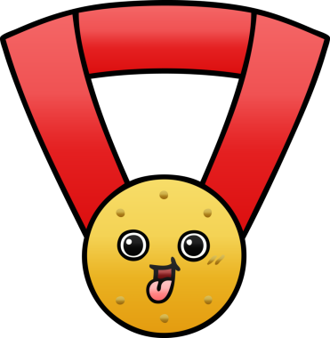 Bir insan tarafından çizilmiş altın madalyanın gölgelenmiş karikatürü.