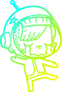 Bir insan tarafından çizilmiş ağlayan astronot bir kızın soğuk gradyan çizimi