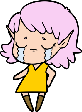 Bir insan tarafından çizilmiş ağlayan elf kızı.