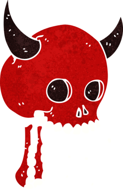 Bir insan tarafından çizilmiş ürkütücü bir kafatası.