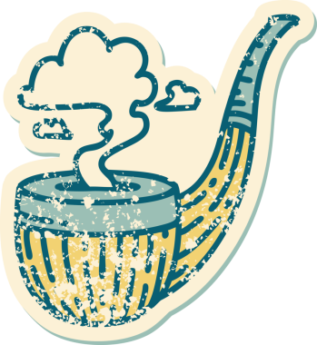 Bir insan tarafından çizilen sigara tiryakisi piposunun sembolik dövmeli görüntüsü