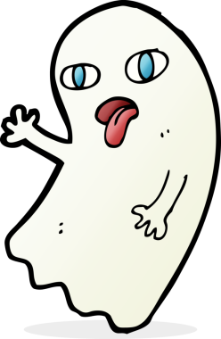 Bir insan tarafından çizilmiş komik çizgi film hayaleti.