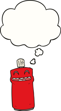 Bir insan tarafından çizilmiş düşünce baloncuklu çizgi film spreyi.