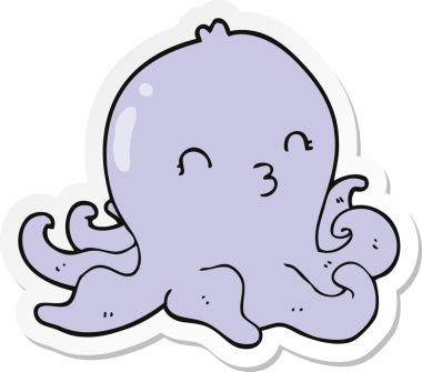 Bir insan tarafından çizilmiş ahtapotun çıkartması.