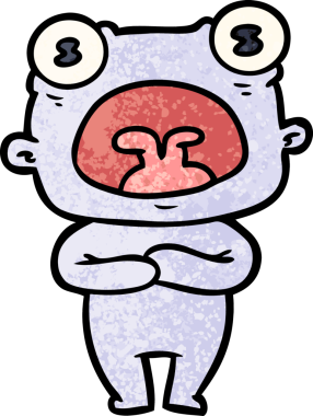 Bir insan tarafından çizilmiş garip uzaylı çizgi filmi.