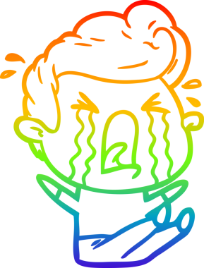 Bir insan tarafından çizilmiş ağlayan bir adamın çizdiği gökkuşağı gradyan çizgisi.