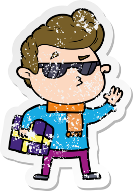 Bir insan tarafından çizilmiş havalı bir adamın sıkıntılı çıkartması.