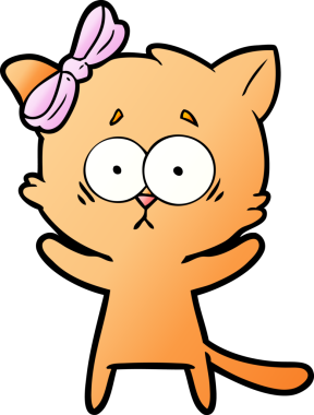 Bir insan tarafından çizilmiş çizgi film kedisi.