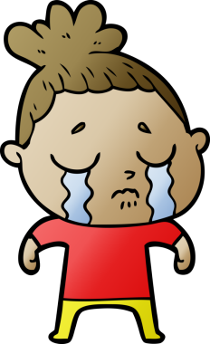 Bir insan tarafından çizilmiş ağlayan kadın çizgi filmi.