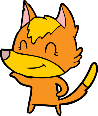 Bir insan tarafından çizilmiş tilki çizgi film karakteri