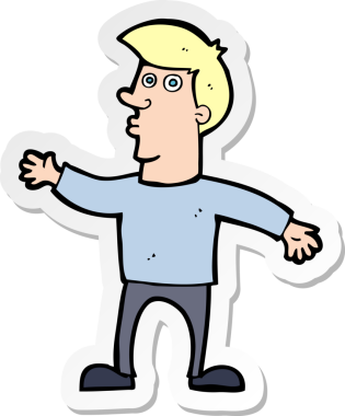 Bir insan tarafından çizilmiş endişeli bir karikatür çıkartması.