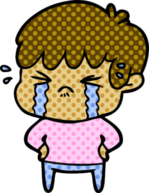 Bir insan tarafından çizilmiş ağlayan çizgi film çocuğu.