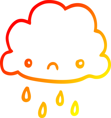 Bir insan tarafından çizilmiş bir karikatür fırtına bulutunun sıcak çizgi çizimi