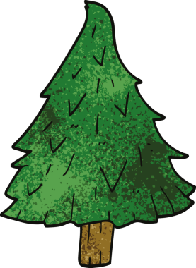 Bir insan tarafından çizilmiş bir karalama Noel ağacı.