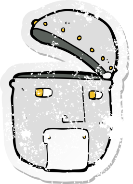 Bir insan tarafından çizilmiş robot kafanın gerilimli retro yapıştırması