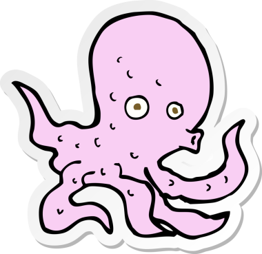 Bir insan tarafından çizilmiş ahtapotun çıkartması.