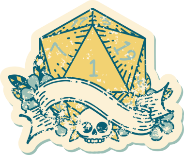 Retro Dövme Biçimi Doğal Bir d20 zar bir insan tarafından çizildi