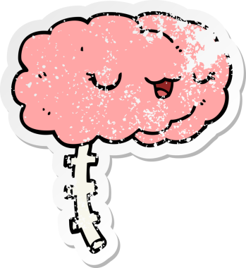 Bir insan tarafından çizilmiş mutlu bir çizgi film beyninin sıkıntılı çıkartması.