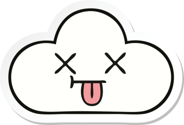 Bir insan tarafından çizilmiş şirin beyaz bulut etiketi.