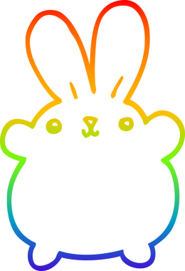 Gökkuşağı gradyan çizgisi. Bir insan tarafından çizilmiş şirin bir tavşan çizimi.