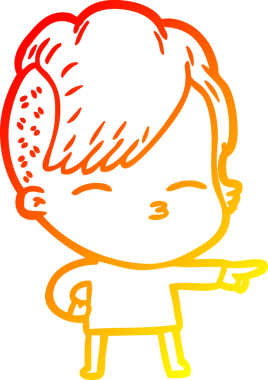 Bir insan tarafından çizilmiş çizgi film karakteri şaşı bir kızın sıcak çizgi çizimi