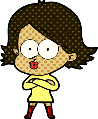 Çizgi film kızı somurtuyor bir insan tarafından