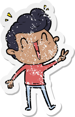 Bir insan tarafından çizilmiş heyecanlı bir karikatür çıkartması.