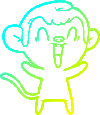 Bir insan tarafından çizilmiş gülen maymun çizgi çizimi.