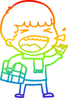 Gökkuşağının gradyan çizimi bir insan tarafından çizilmiş gülen bir adamın çizimi.