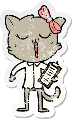 Bir insan tarafından çizilmiş karikatür bir kedinin sıkıntılı çıkartması.