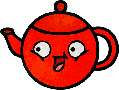 Bir insan tarafından çizilmiş bir çaydanlığın retro grunge desen karikatürü