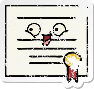 Bir insan tarafından çizilmiş şirin bir karikatür mezuniyet diplomasının sıkıntılı çıkartması.