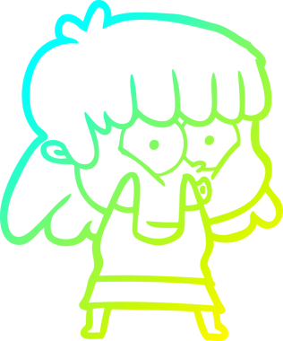 Bir insan tarafından çizilen ıslık çalan bir kızın soğuk gradyan çizgisi.