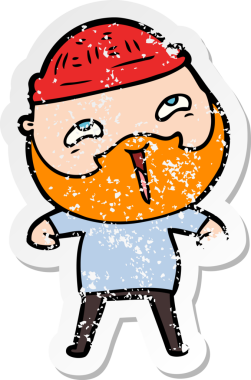 Bir insan tarafından çizilmiş mutlu sakallı bir adamın sıkıntılı çıkartması.