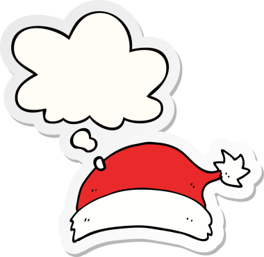 Düşünce baloncuklu çizgi film şapkası insan tarafından çizilmiş bir çıkartma.