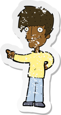 Bir insan tarafından çizilmiş karikatür adamın gerilmiş çıkartması.