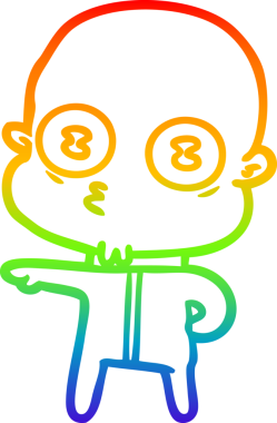 Gökkuşağı gradyan çizgi çizimi Bir insan tarafından çizilmiş garip kel uzay adamı