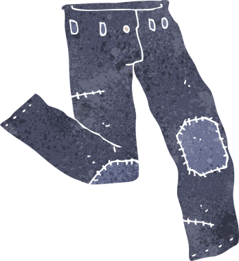 Bir insan tarafından çizilmiş eski bir kot pantolon.