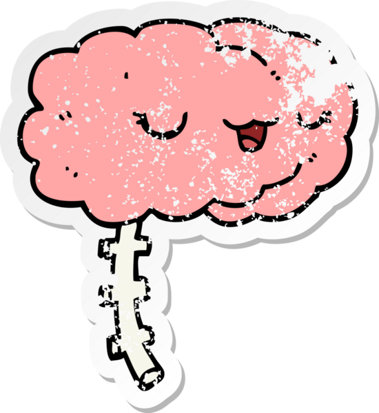 Bir insan tarafından çizilmiş mutlu bir çizgi film beyninin sıkıntılı çıkartması.