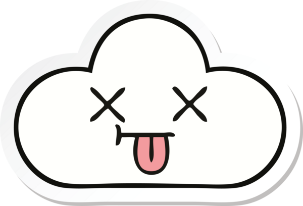 Bir insan tarafından çizilmiş şirin beyaz bulut etiketi.