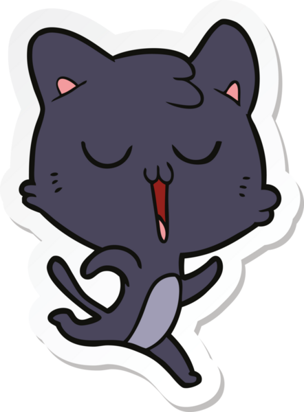 Bir insan tarafından çizilmiş çizgi film kedisinin çıkartması.