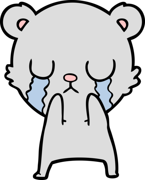 Bir insan tarafından çizilmiş ağlayan ayı karikatürü.