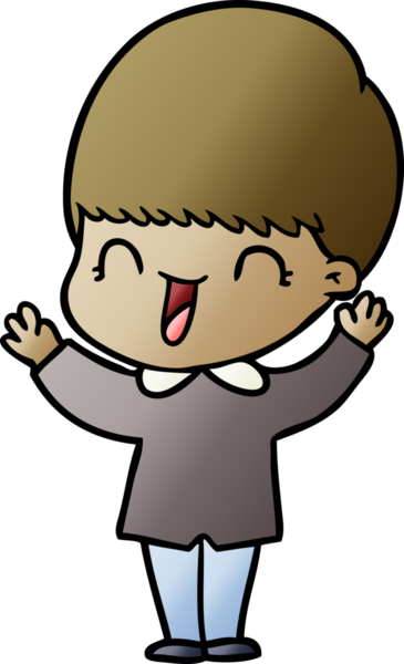 Bir insan tarafından çizilmiş mutlu çizgi film çocuğu.