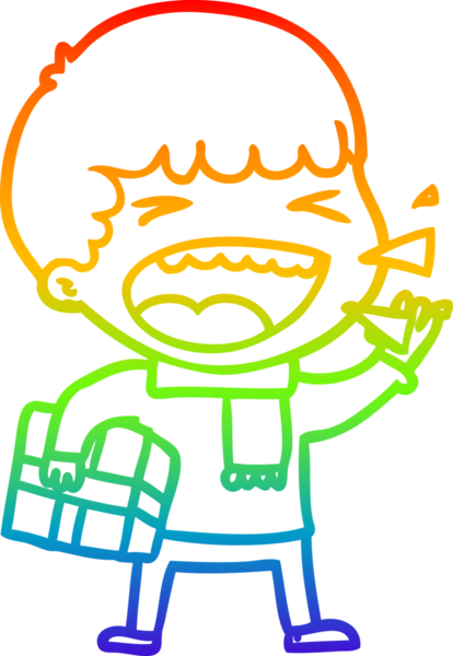 Gökkuşağının gradyan çizimi bir insan tarafından çizilmiş gülen bir adamın çizimi.