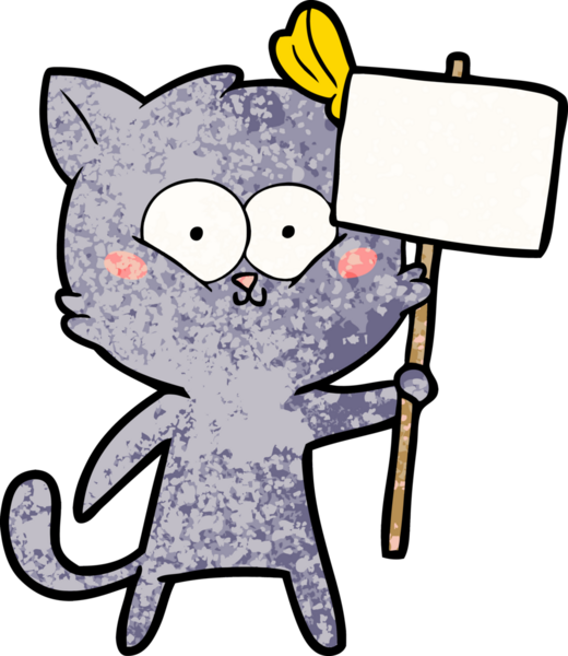 Bir insan tarafından çizilmiş çizgi film kedisi.