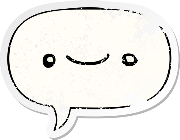 Mutlu karikatür yüzü, bir insan tarafından çizilmiş sıkıntılı eski bir çıkartma.