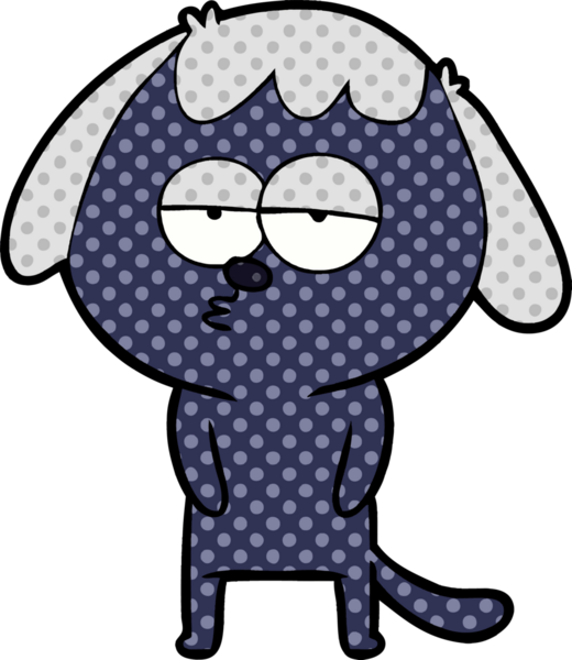 Bir insan tarafından çizilmiş yorgun bir köpek.