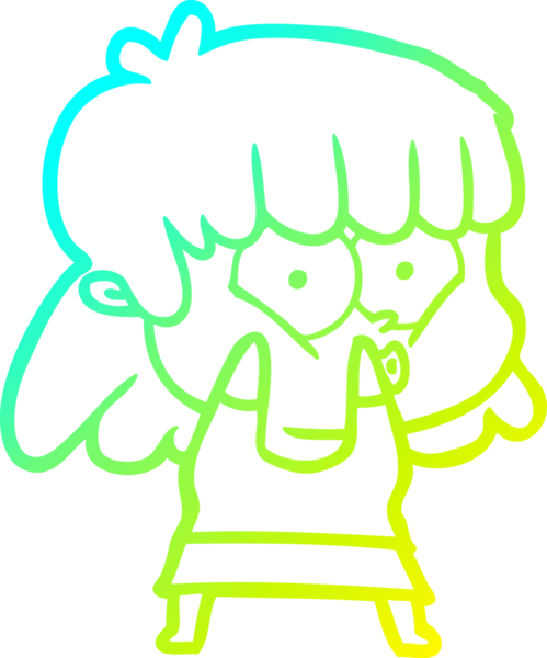 Bir insan tarafından çizilen ıslık çalan bir kızın soğuk gradyan çizgisi.