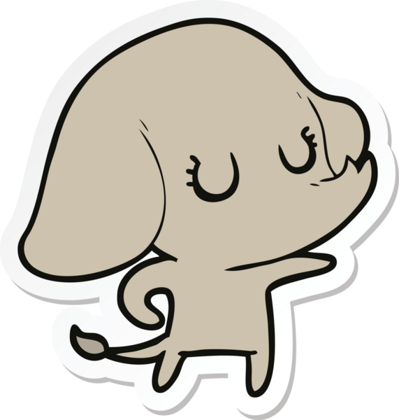 Bir insan tarafından çizilmiş şirin bir fil çıkartması.